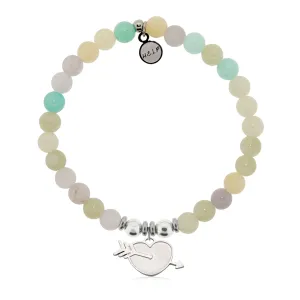 Heart and Arrow Charm with Green Yellow Jade Charity Bracelet