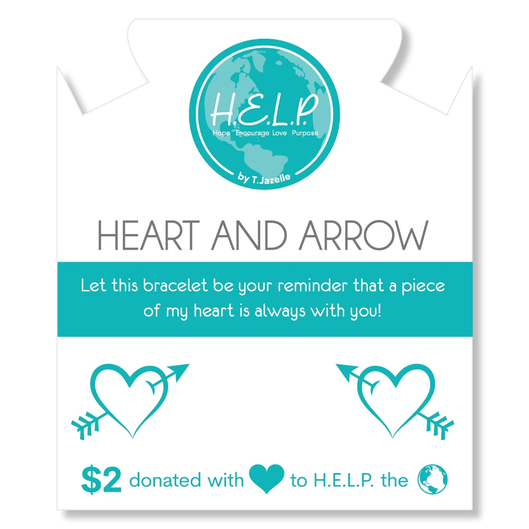 Heart and Arrow Charm with Green Yellow Jade Charity Bracelet