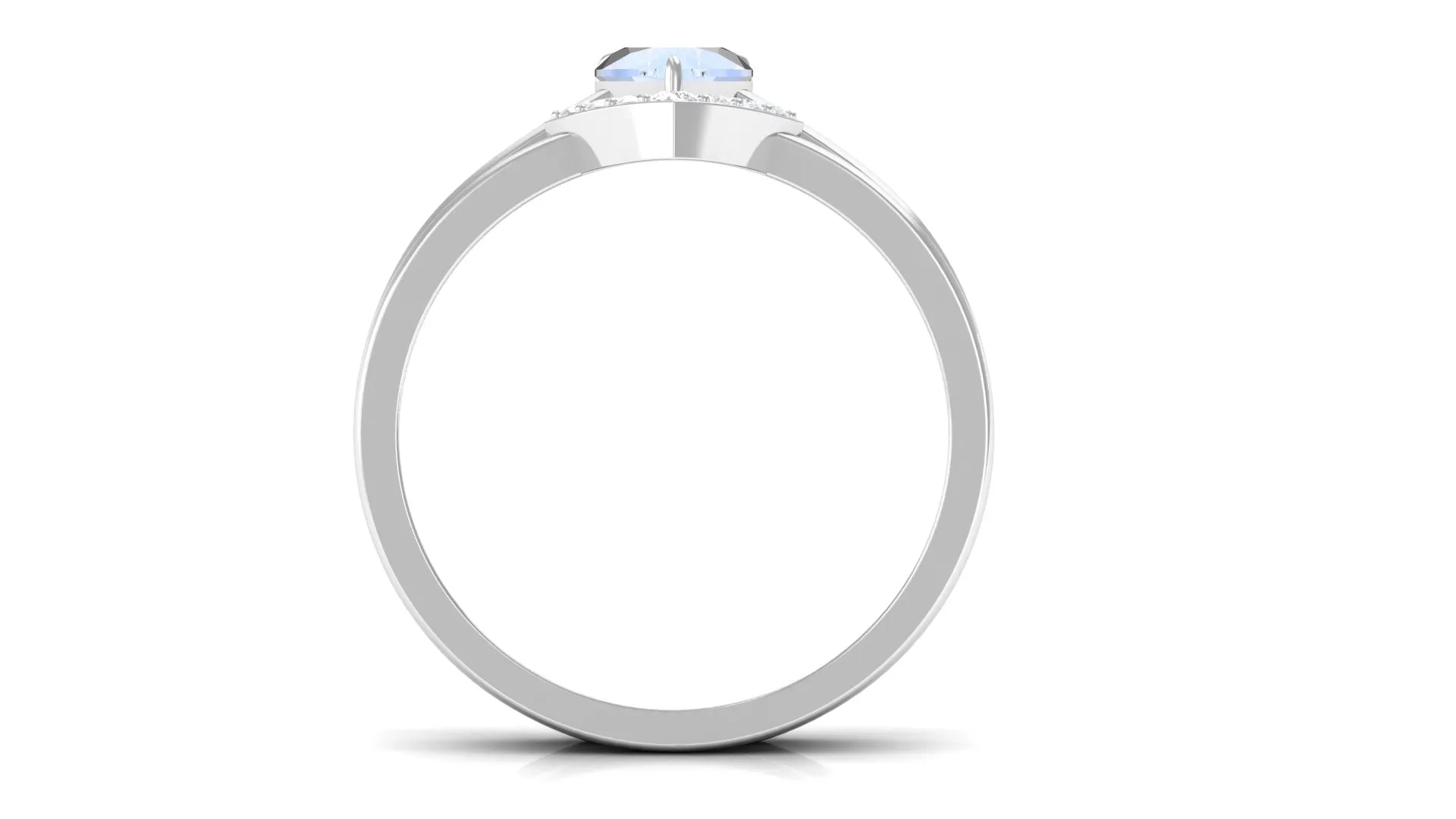 Heart Shape Moonstone Solitaire Ring Set with Diamond