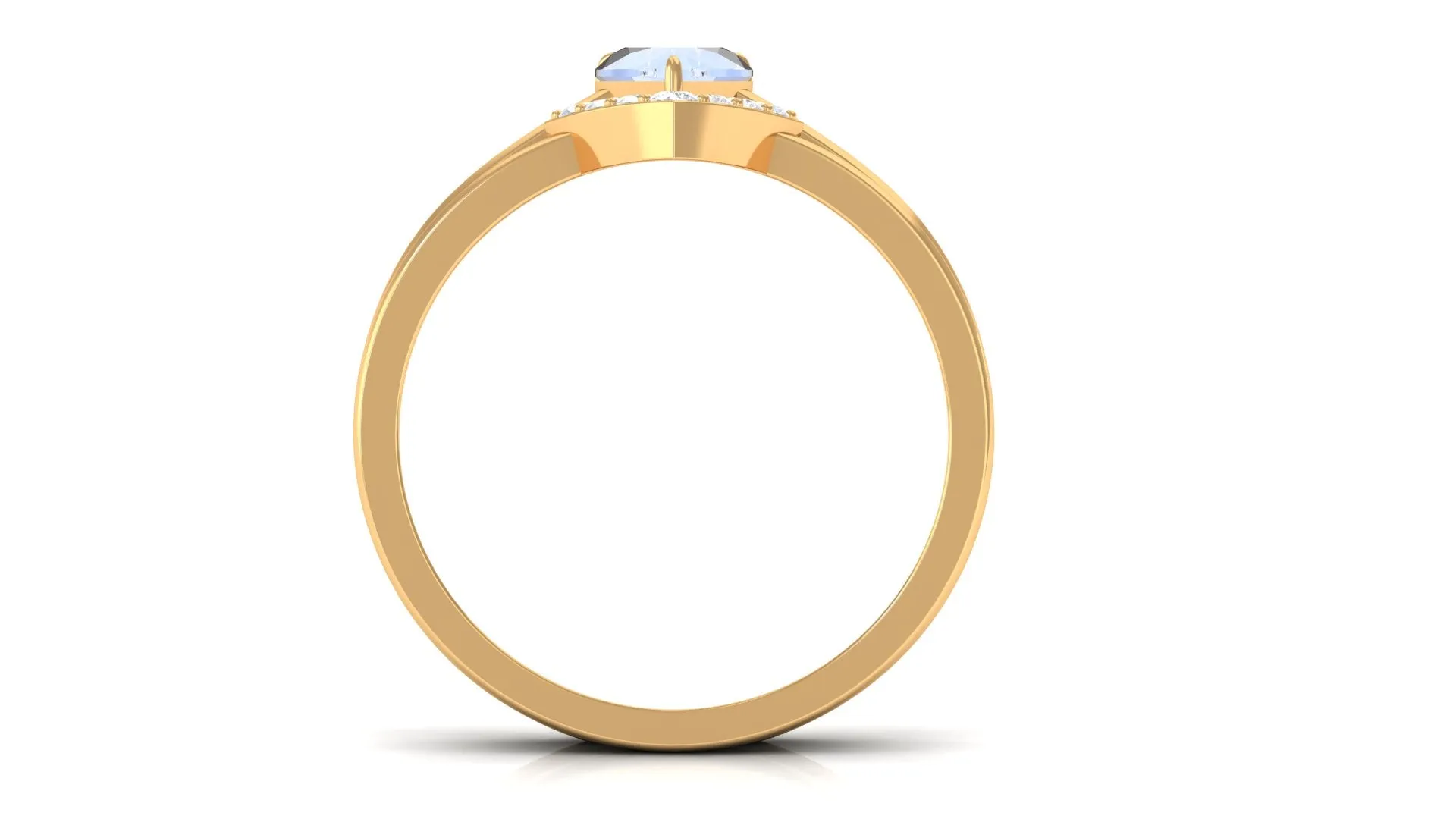 Heart Shape Moonstone Solitaire Ring Set with Diamond