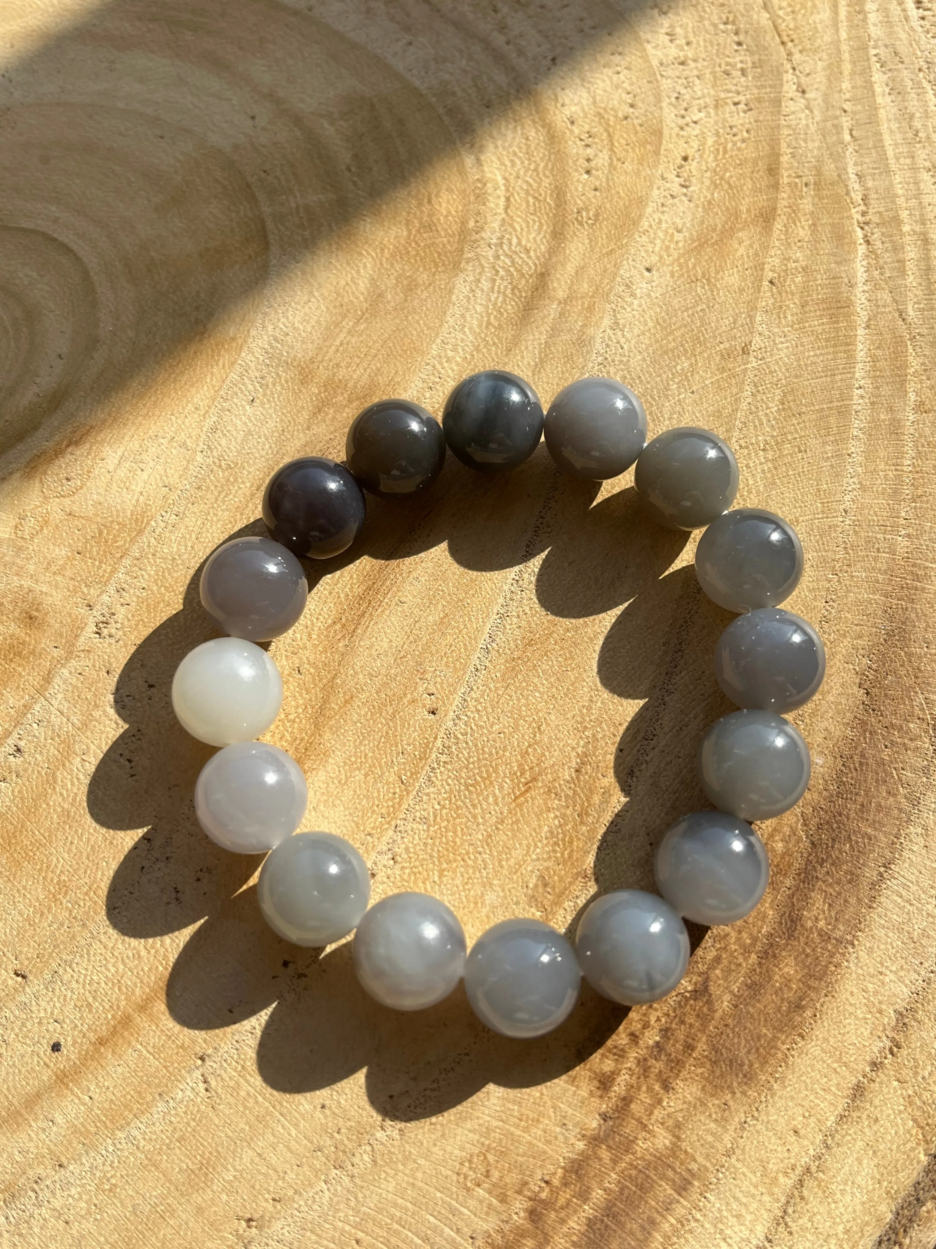 Hetian Jade Smoky Purple Gradient Beaded (12mm) Bracelet