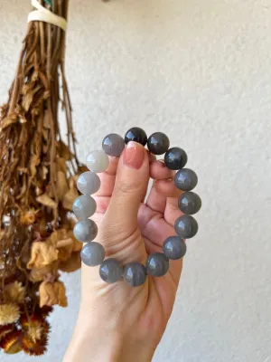 Hetian Jade Smoky Purple Gradient Beaded (12mm) Bracelet
