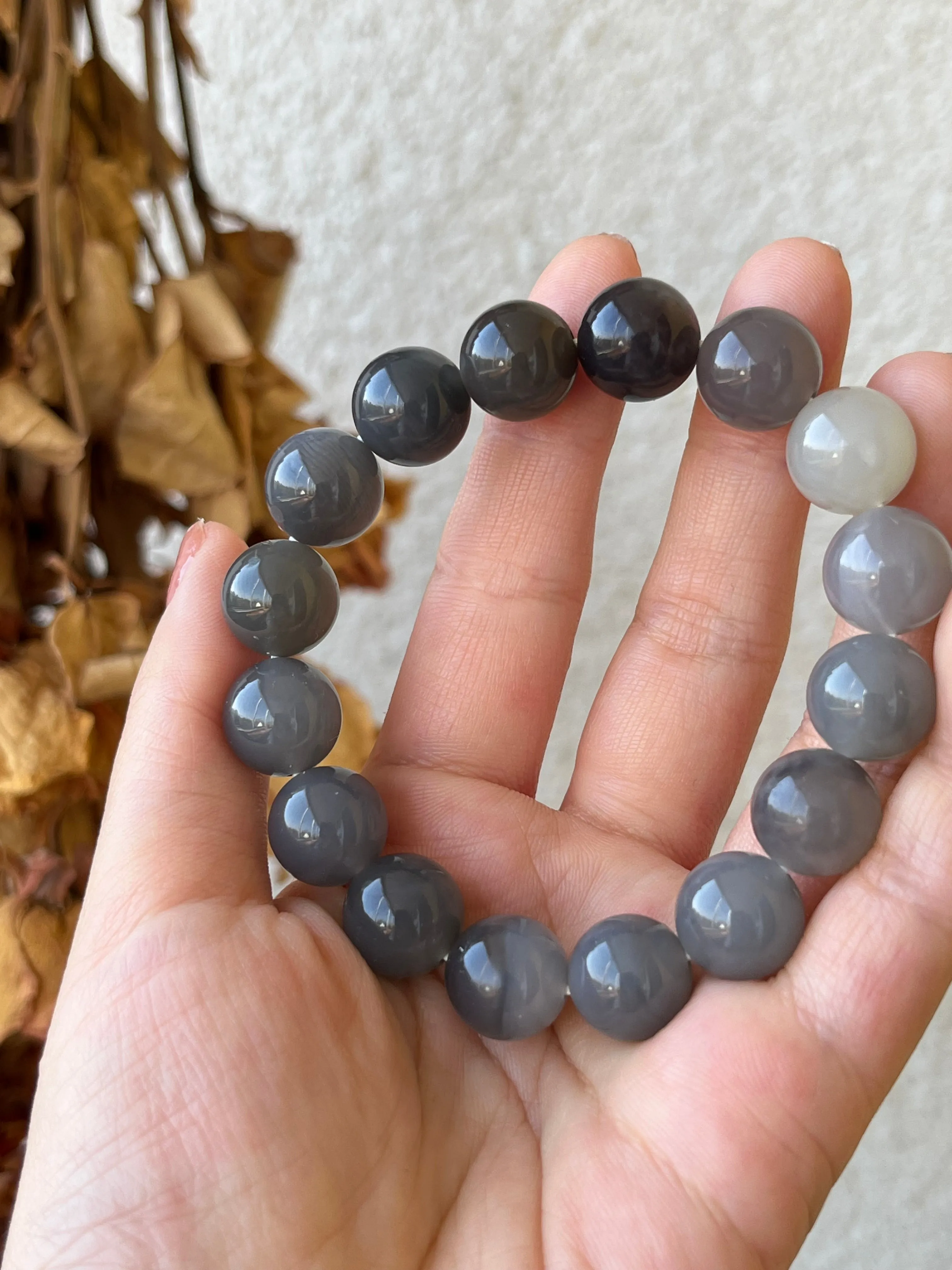Hetian Jade Smoky Purple Gradient Beaded (12mm) Bracelet