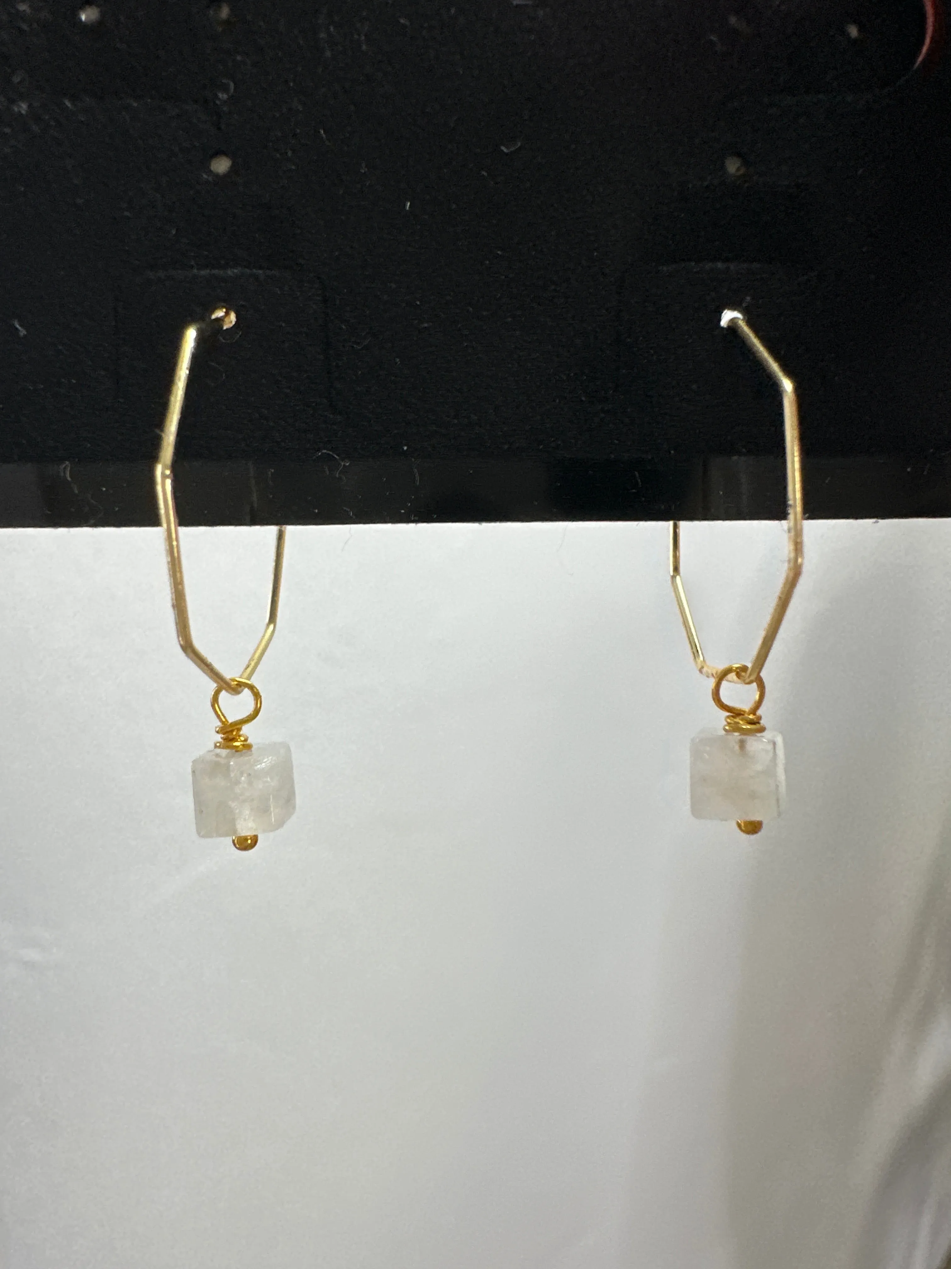 Hexagon Hoop with Baby Moonstone Sugarcube