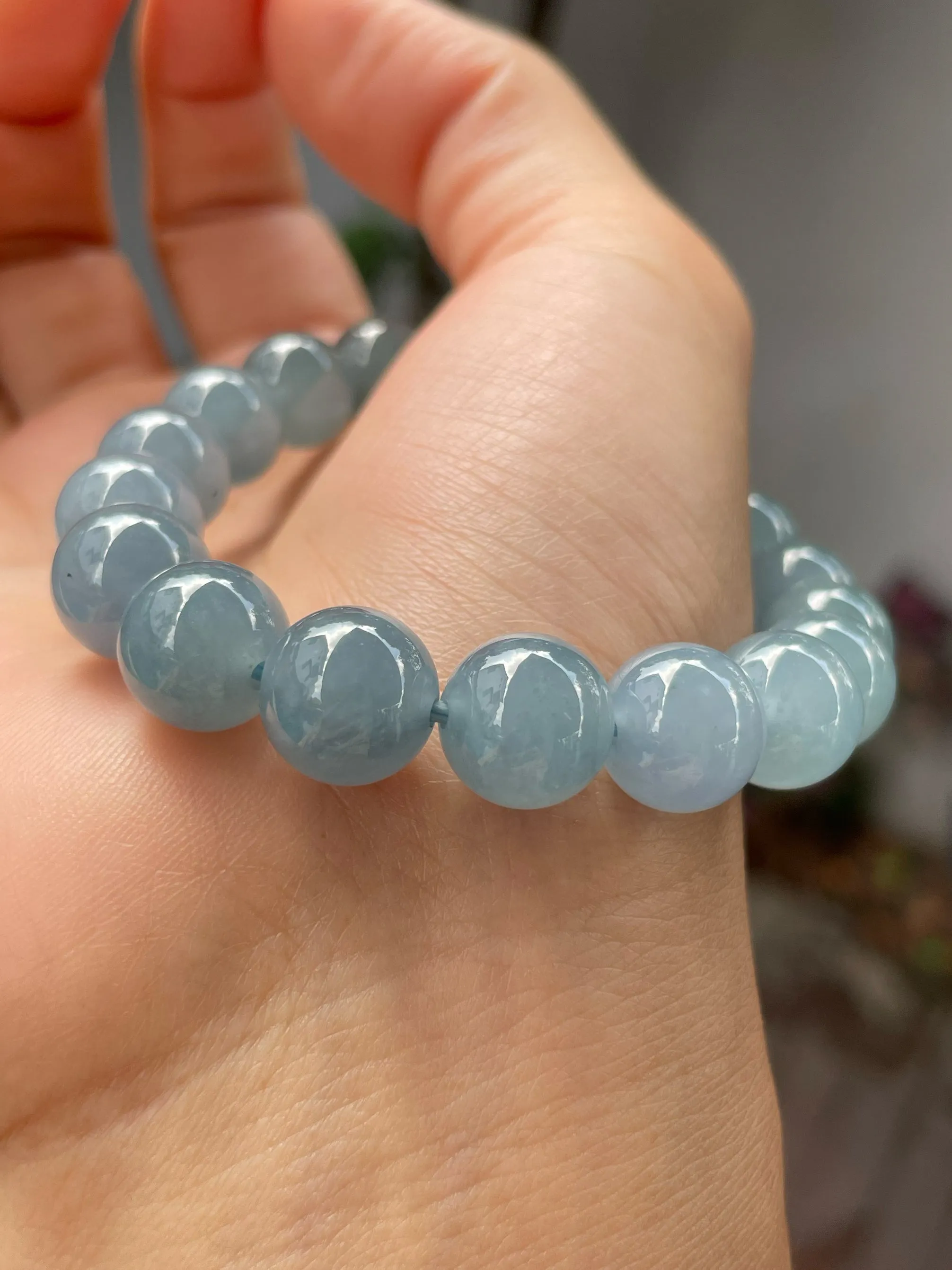 Icy Blue Jade Beads Bracelet (NJBA123)