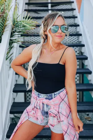 Jacey Ribbed Knit Cami - Black