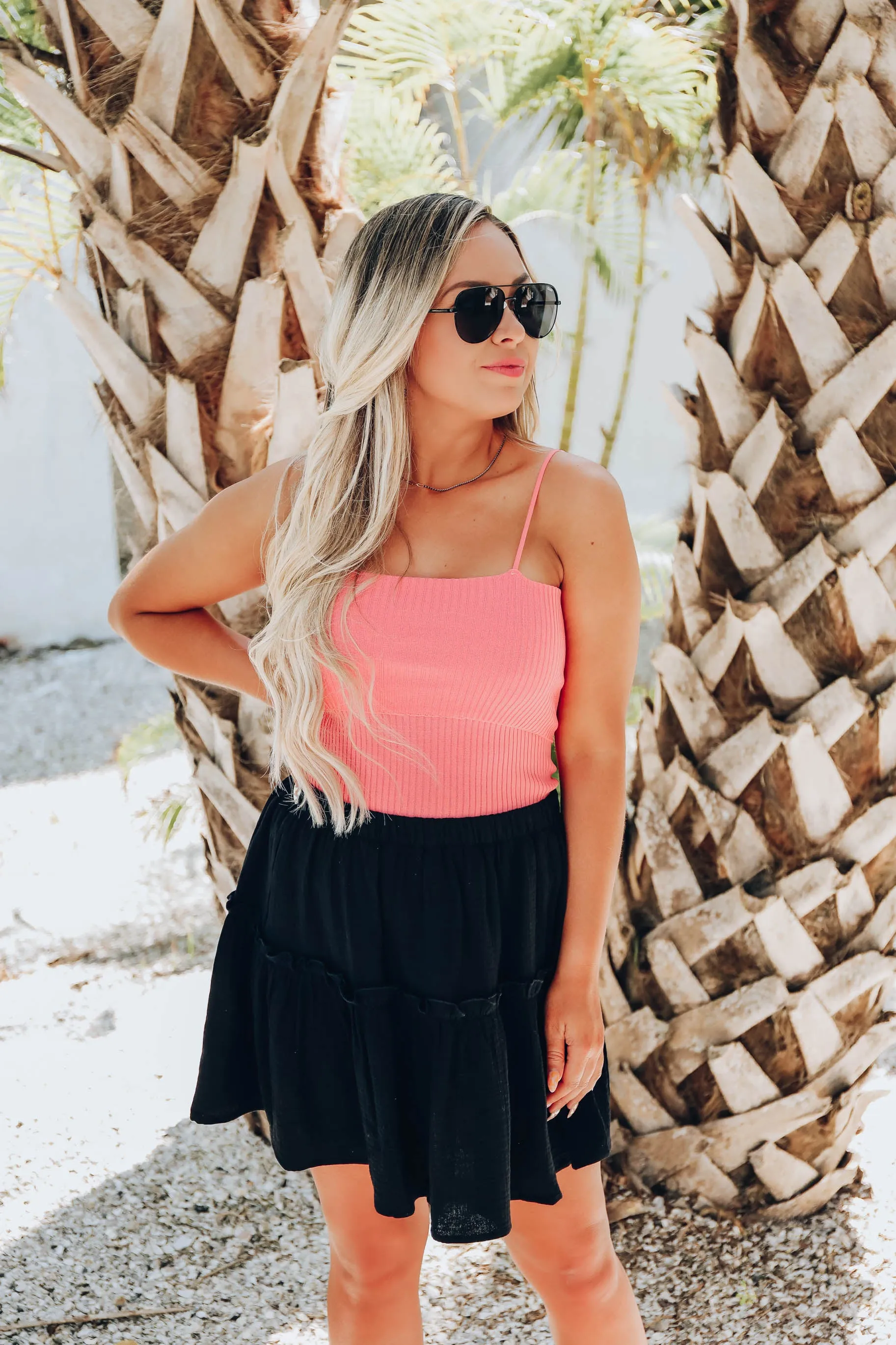 Jacey Ribbed Knit Cami - Coral
