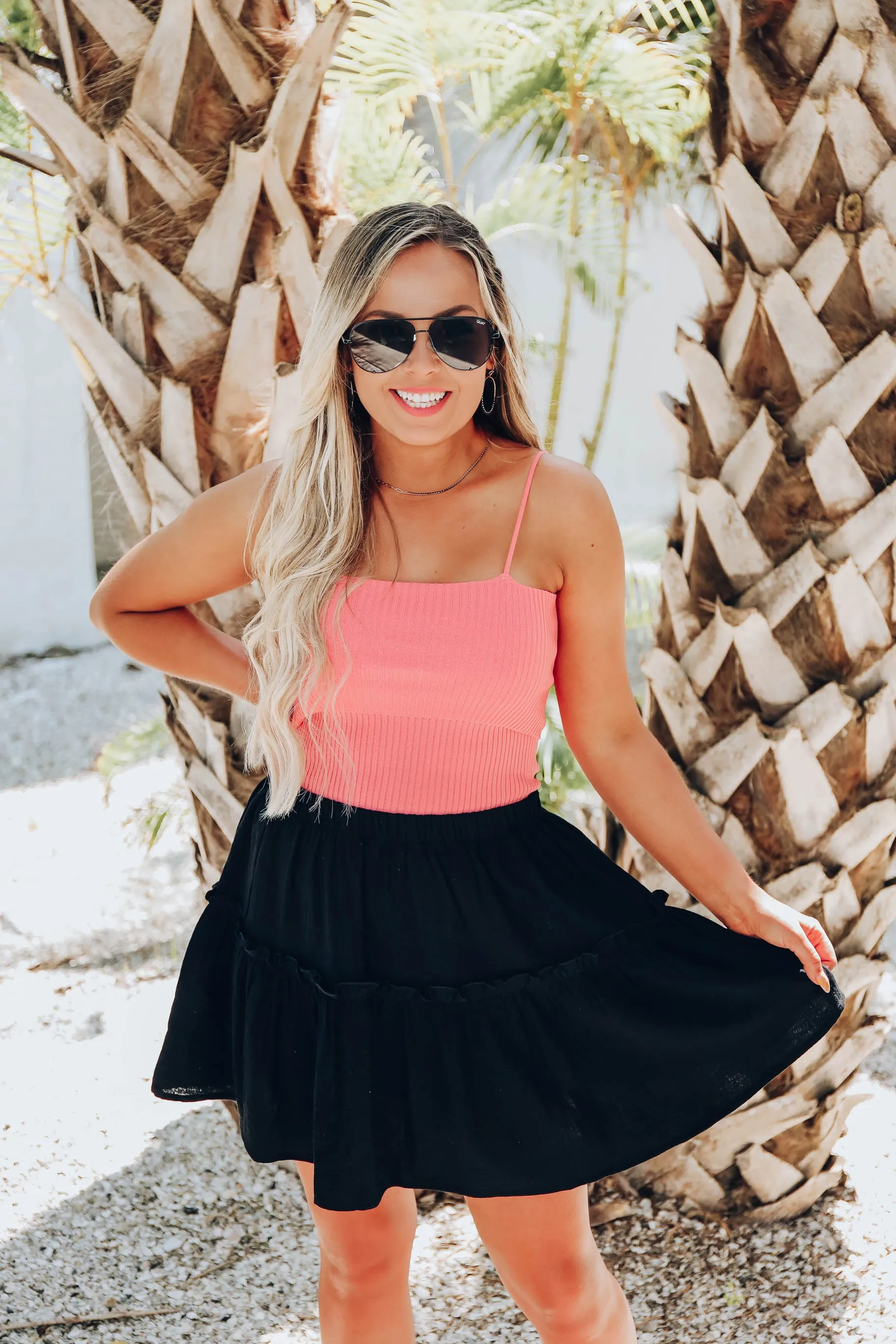 Jacey Ribbed Knit Cami - Coral