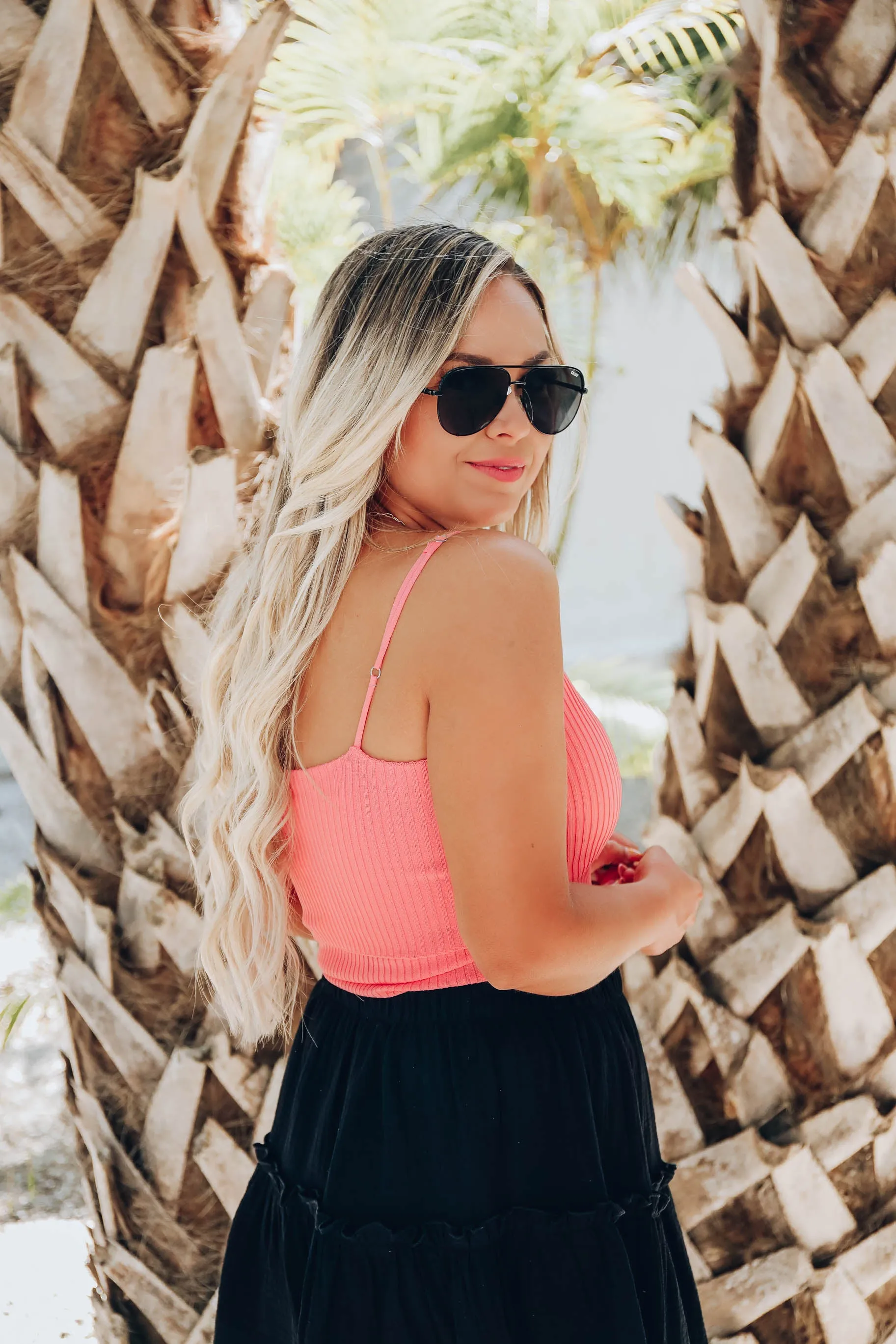 Jacey Ribbed Knit Cami - Coral