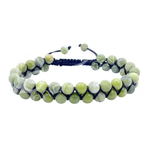 Jade Bracelet | Double Row | Adjustable | 6mm