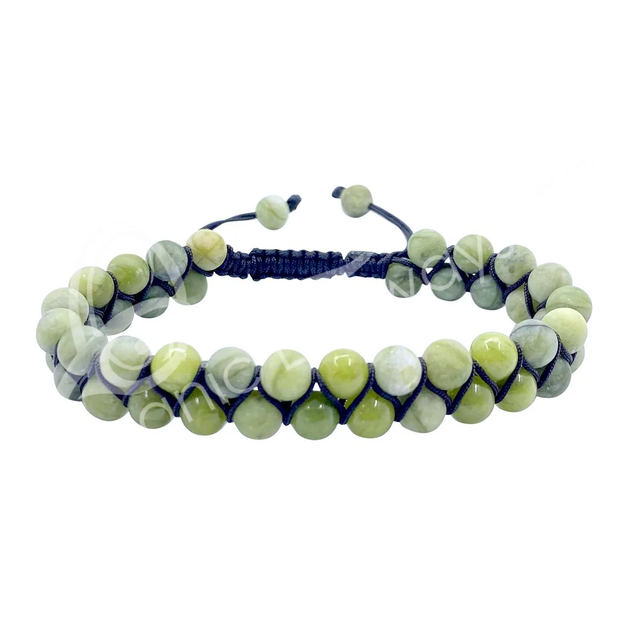 Jade Bracelet | Double Row | Adjustable | 6mm