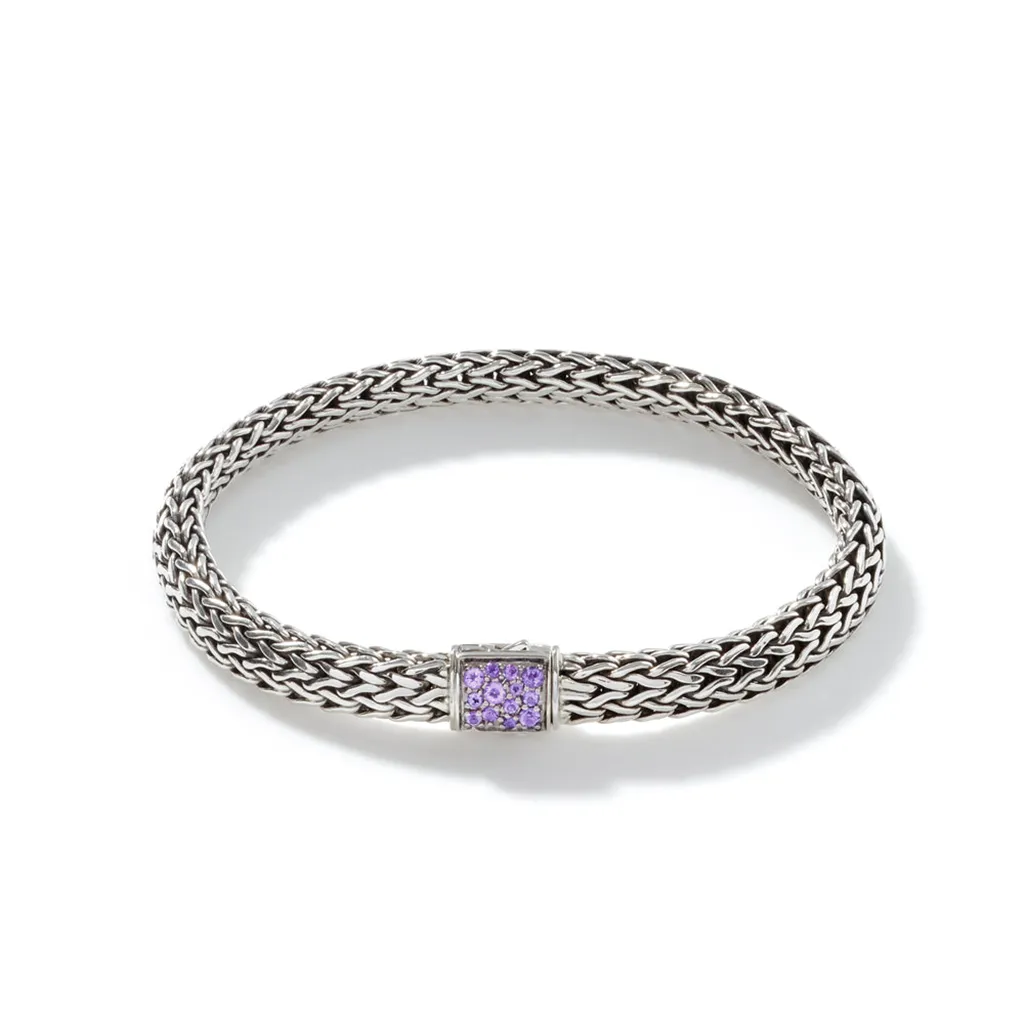 John Hardy Silver and Amethyst Bracelet