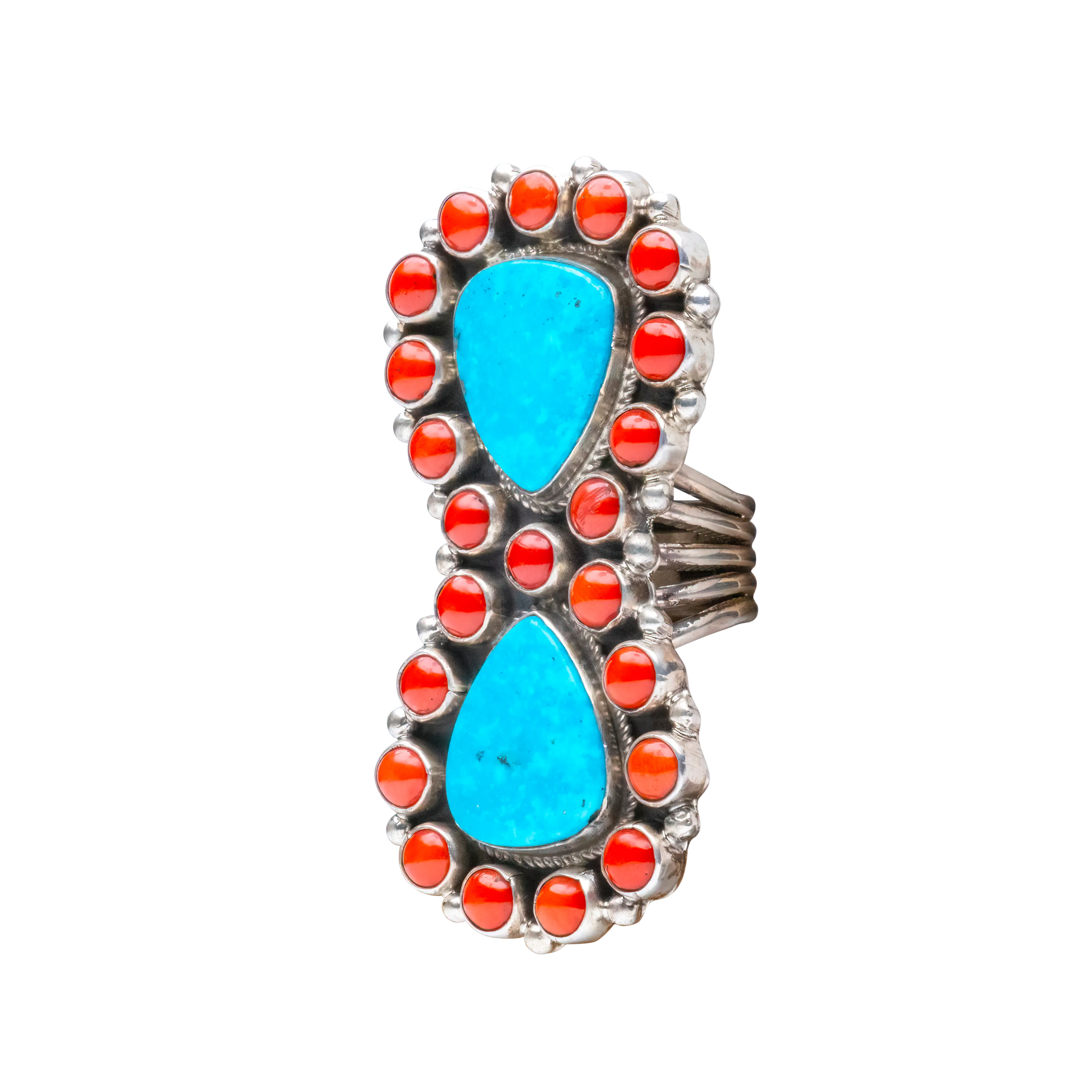 Kingman Turquoise & Coral Ring | Geraldine James
