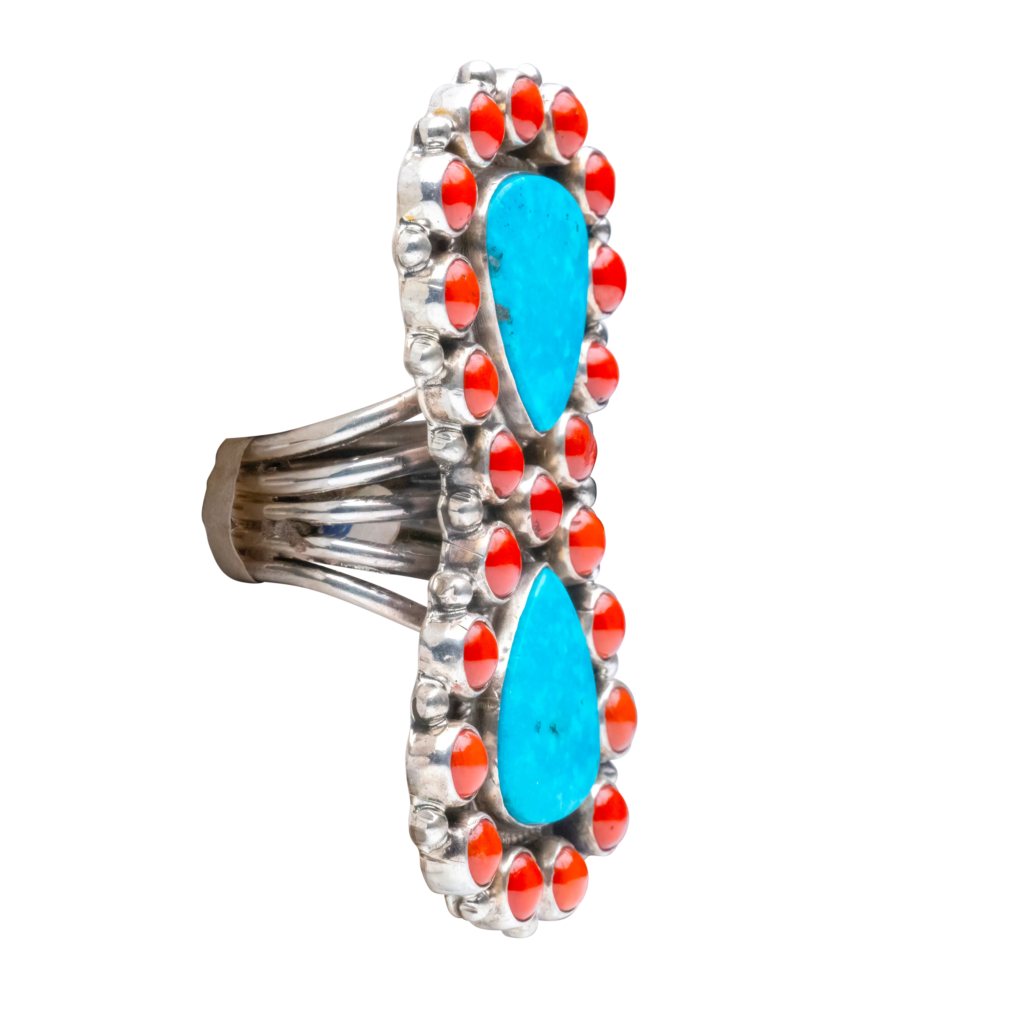 Kingman Turquoise & Coral Ring | Geraldine James