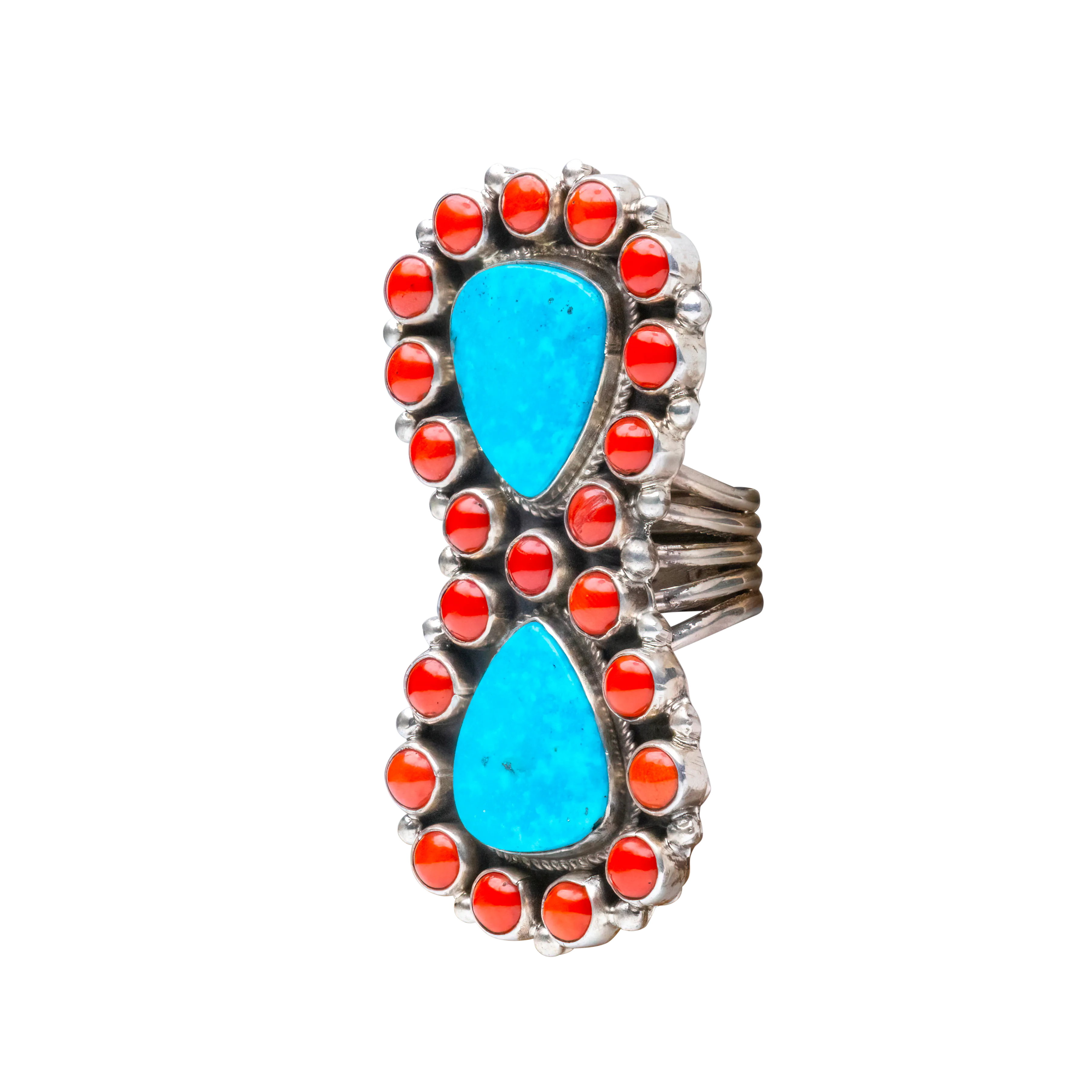 Kingman Turquoise & Coral Ring | Geraldine James