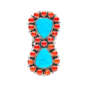 Kingman Turquoise & Coral Ring | Geraldine James
