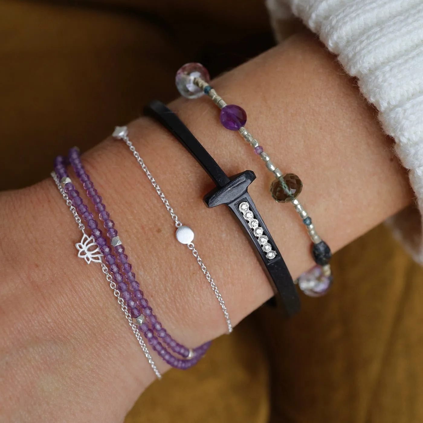 Kyanite, Amethyst & Quartz Magnetic Bracelet