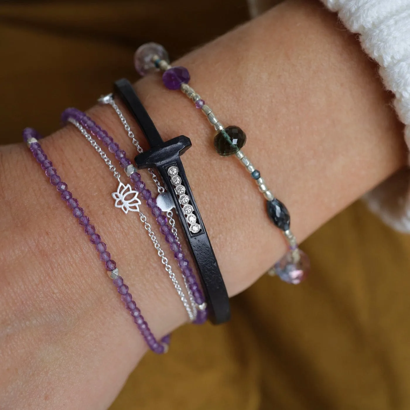 Kyanite, Amethyst & Quartz Magnetic Bracelet