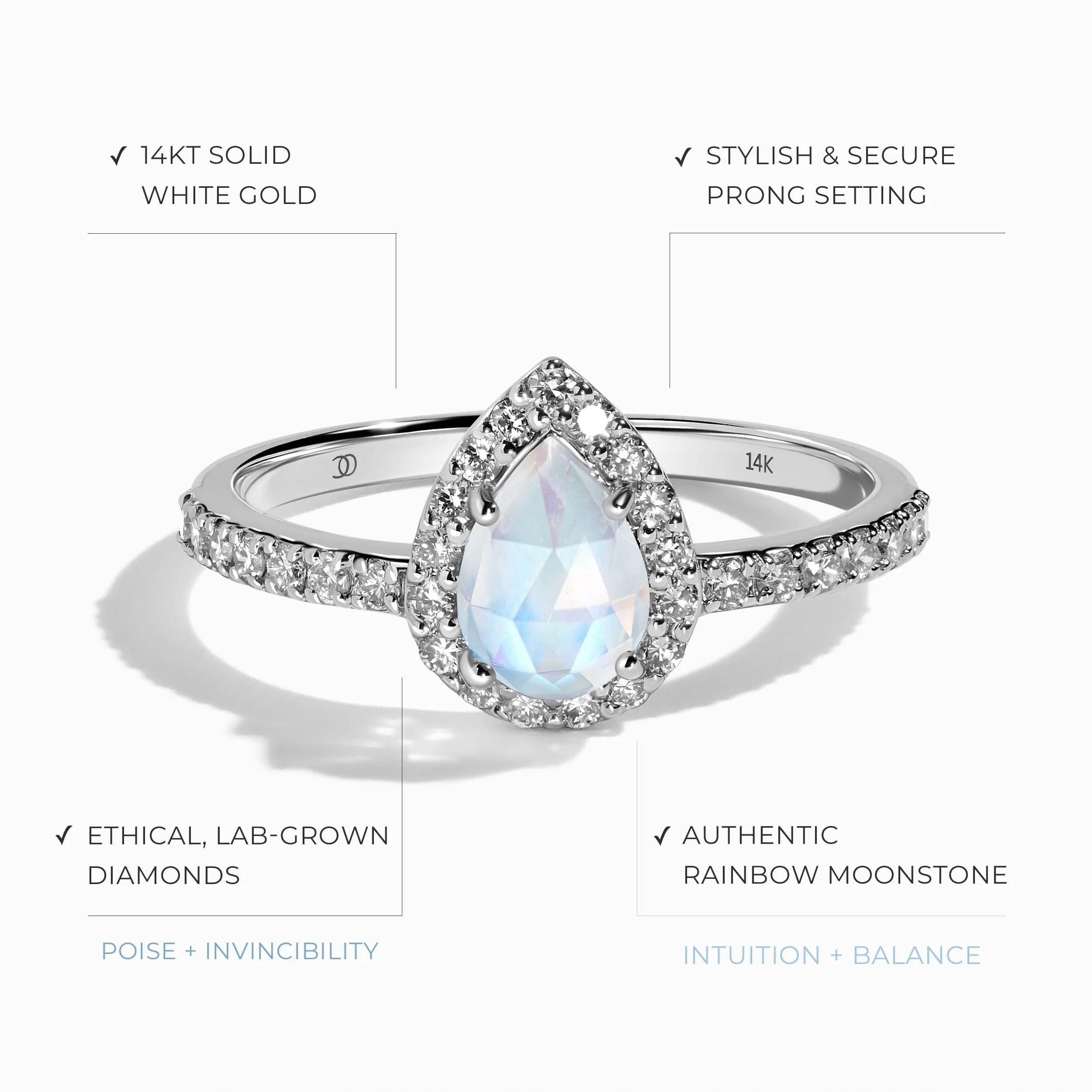 Lab Diamond Tear of Joy Ring & Bonding Arc Band