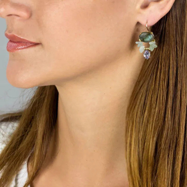 Labradorite Pearl Butterfly Earrings