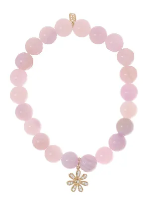 Large Flower Lavender Jade Charm Bracelet