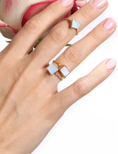 Large Moonstone Raw Stone Ring (Size 7)