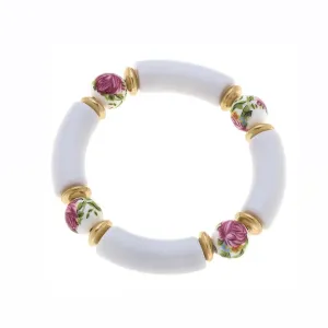 Lelani Porcelain Rose Bead Resin Disc Bracelet