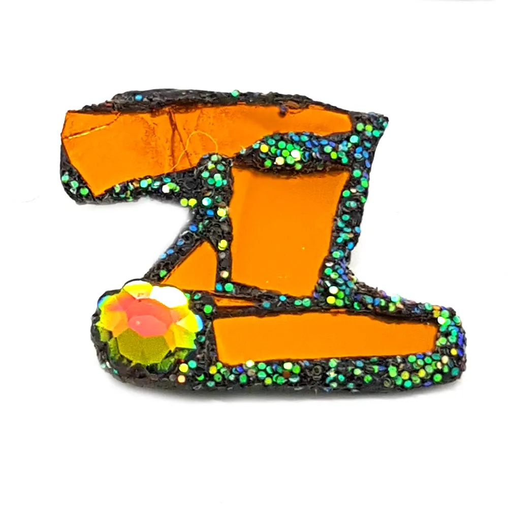 LETTER Z - ORANGE and GREEN BROOCH