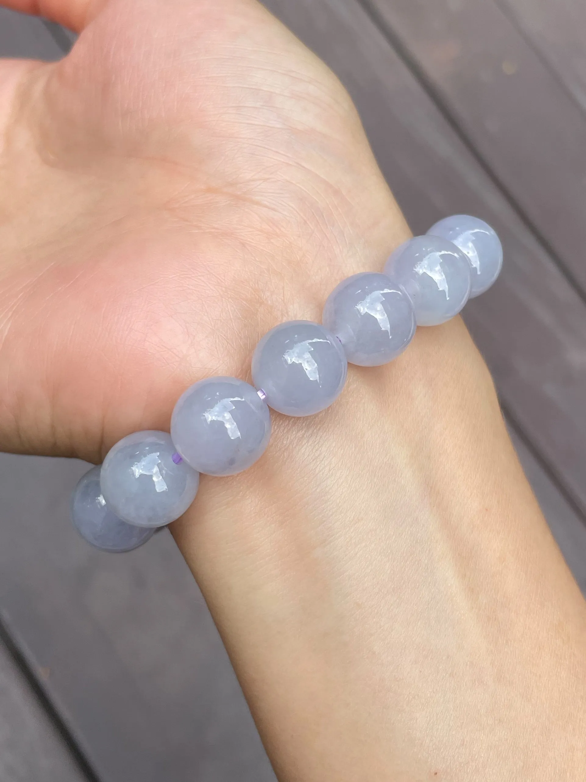 Light Lavender Jade Bracelet - Round Beads (NJBA033)