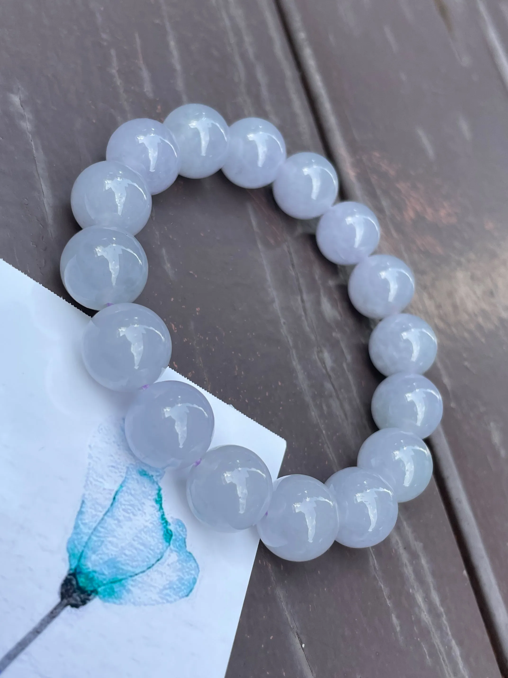 Light Lavender Jade Bracelet - Round Beads (NJBA033)