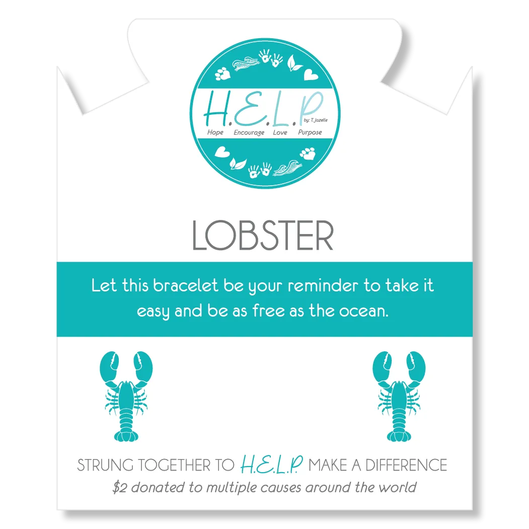 Lobster Charm with Blue and White Jade Charity Bracelet
