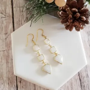 Long Gold Moonstone Earrings