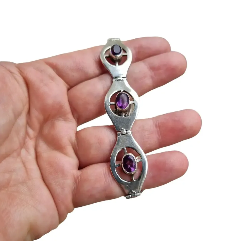 Los castillo 01 bracelet, taxco amethyst, taxco jewelry, vintage mexico.