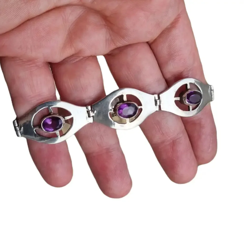 Los castillo 01 bracelet, taxco amethyst, taxco jewelry, vintage mexico.