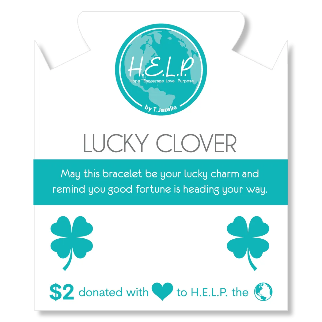 Lucky Clover Charm with Blue Zebra Jade Charity Bracelet