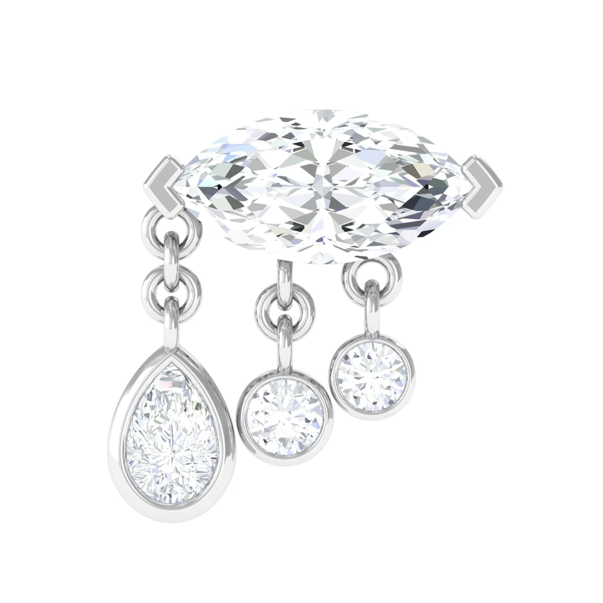 Marquise Cut Moissanite Cartilage Dangle Earring in Gold