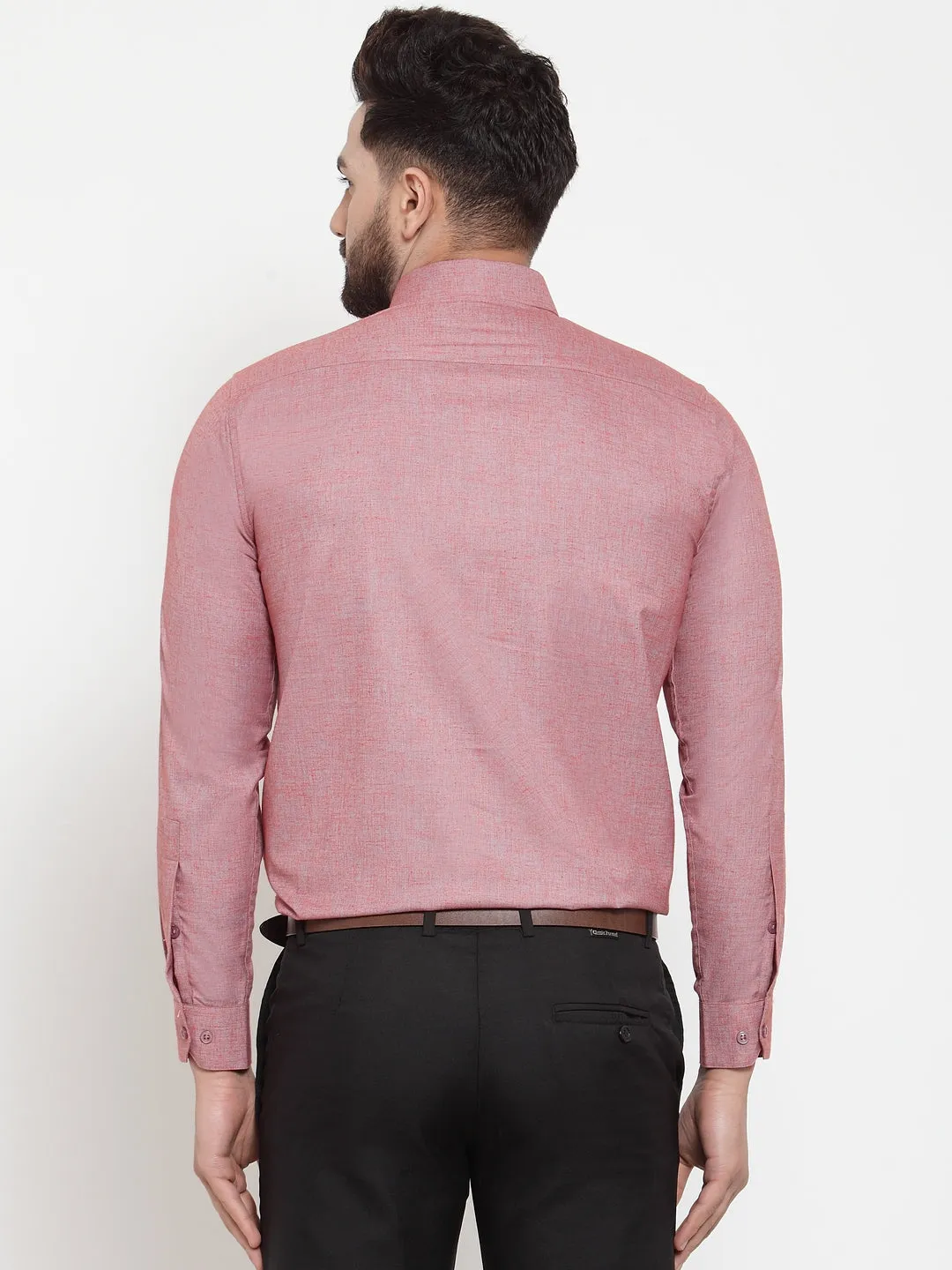 Men's Coral Cotton Solid Button Down Formal Shirts ( SF 753Coral ) - Jainish