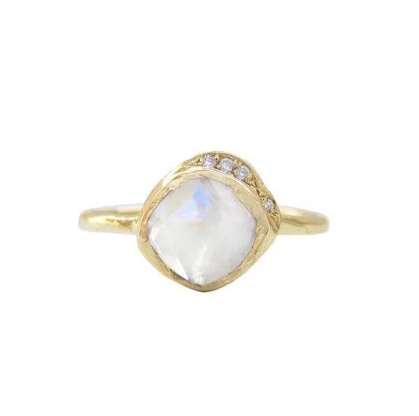 Mini Cove Moonstone Ring in 14K Yellow Gold