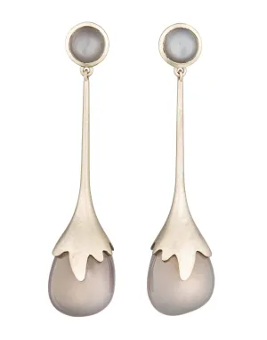 Mini Sculpted Grey Agate Drop Earrings