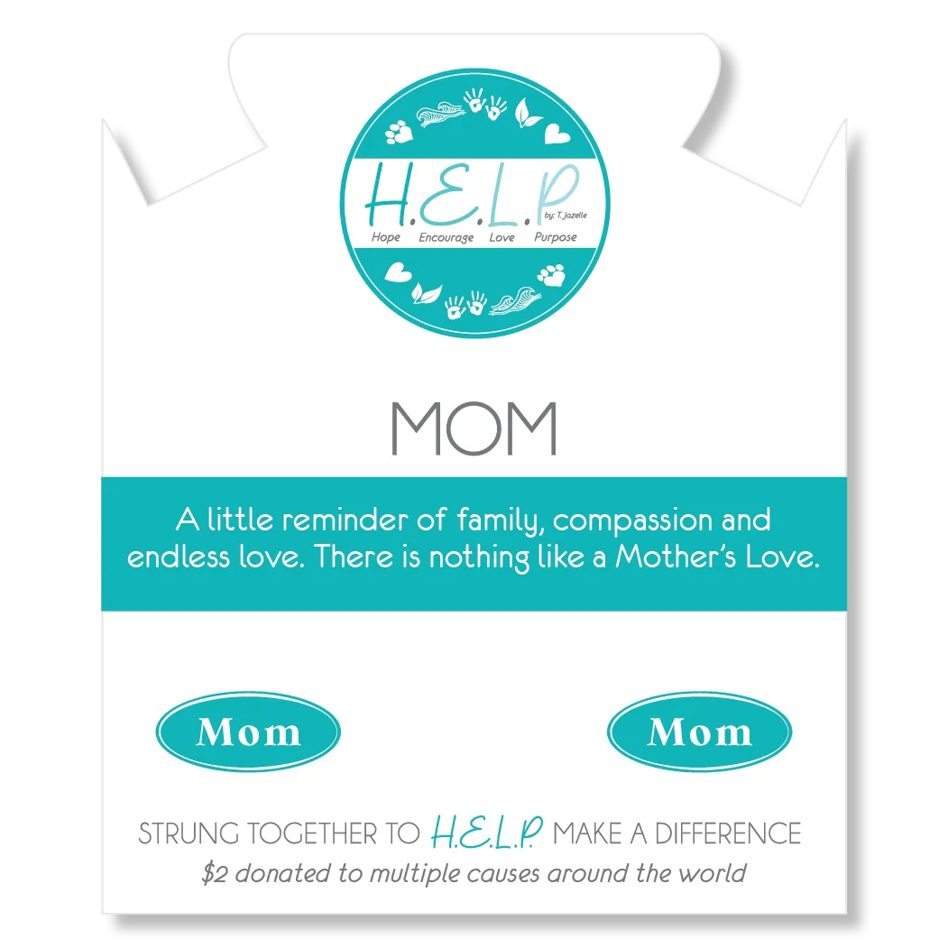 Mom Charm with Blue Zebra Jade Charity Bracelet