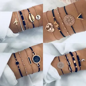 Moon Heart crystal Charm Bangle Bracelet