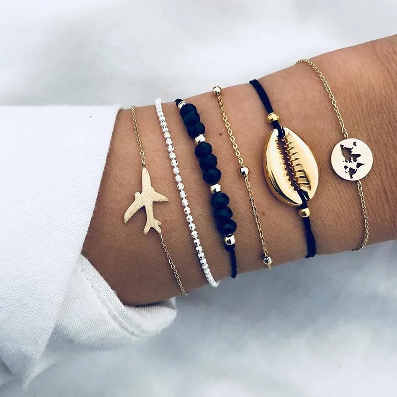 Moon Heart crystal Charm Bangle Bracelet