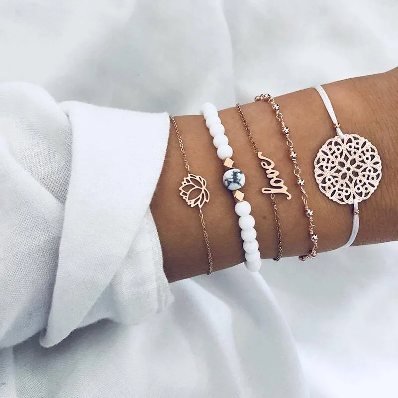 Moon Heart crystal Charm Bangle Bracelet