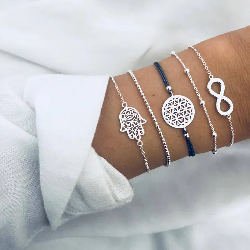 Moon Heart crystal Charm Bangle Bracelet