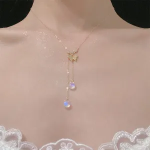 Moonstone Butterfly Clavicle Necklace
