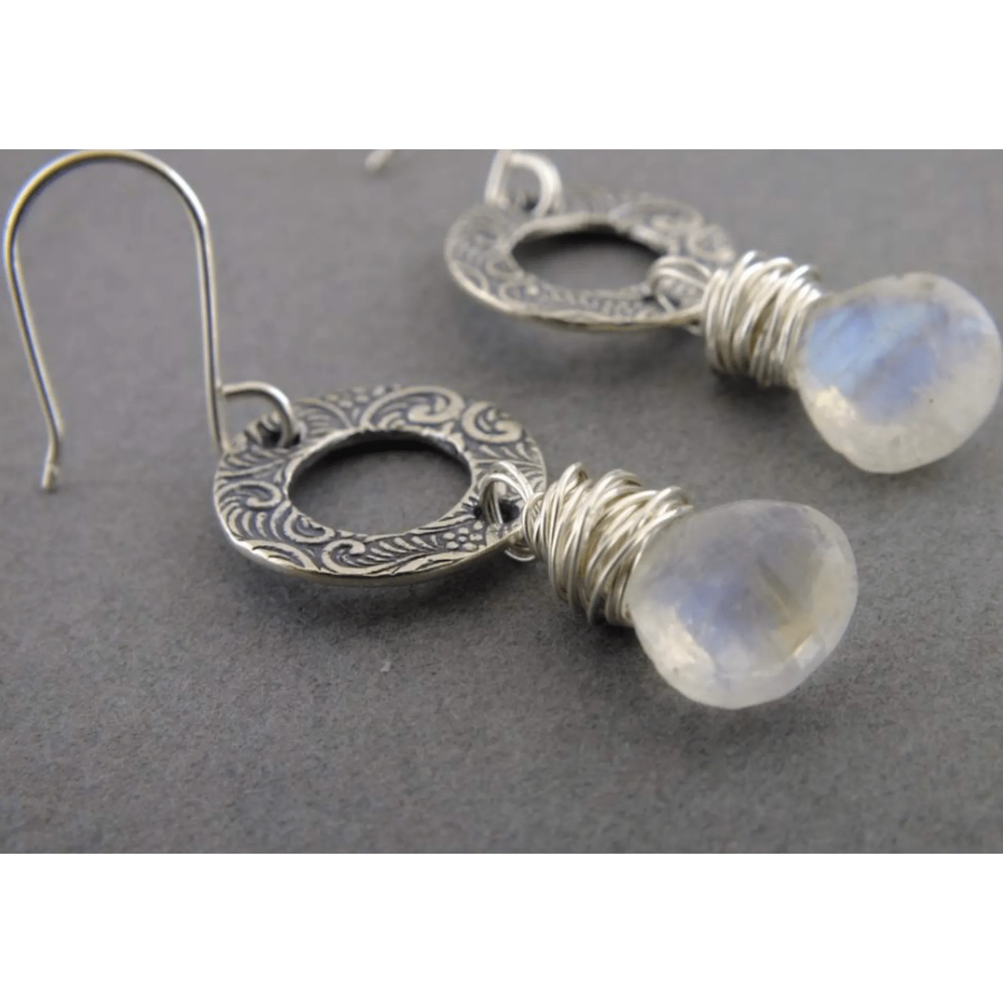 Moonstone Circle Earrings