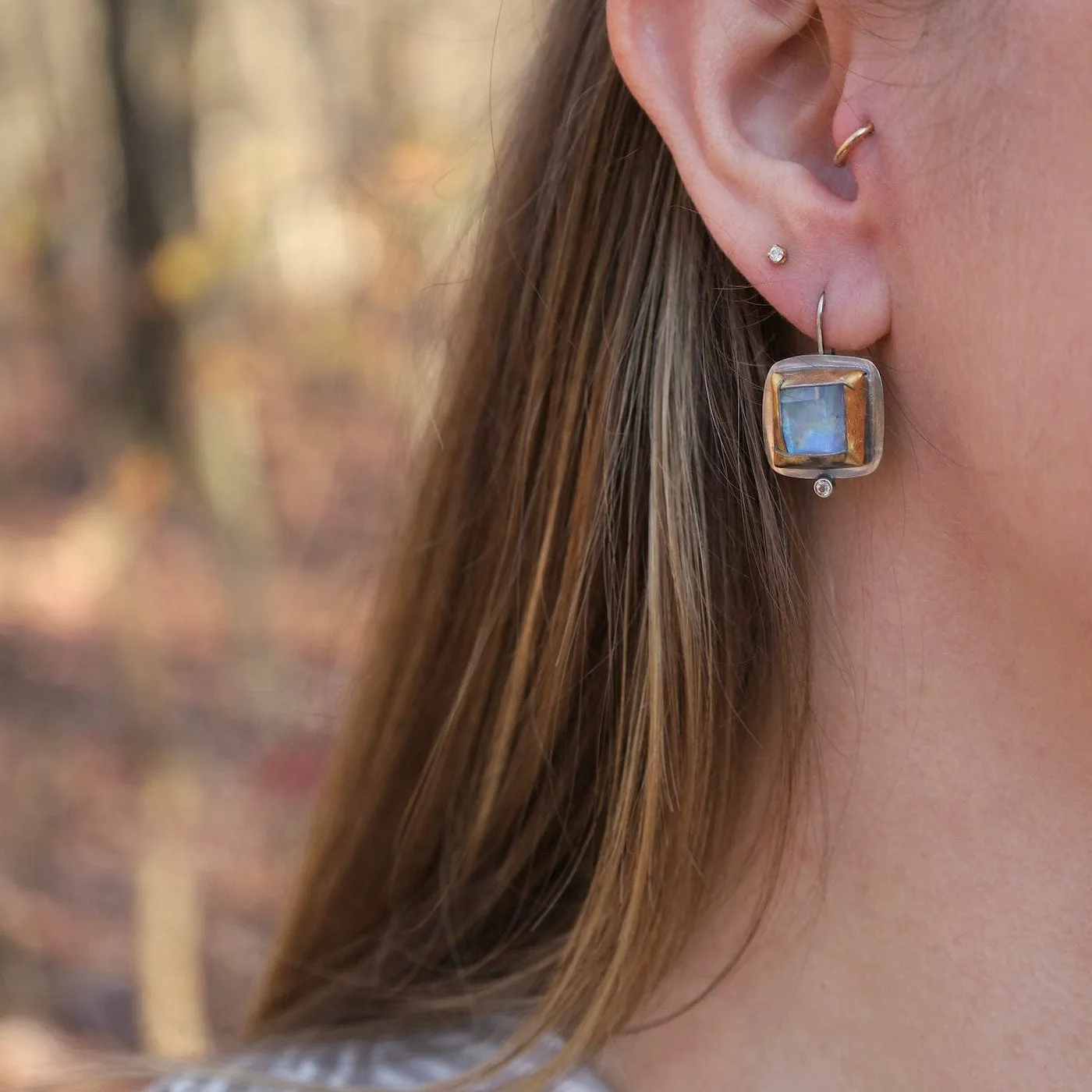 Moonstone Square Fold Earrings