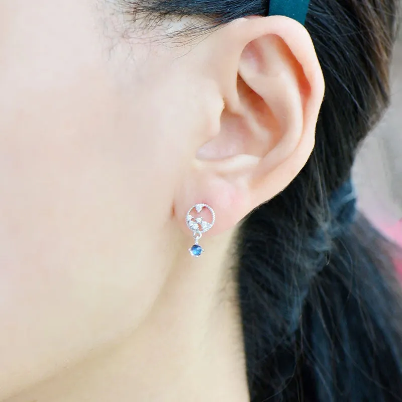 Moonstone Zircon Stud Earrings in White Gold Plated Sterling Silver Jewelry Accessories Women
