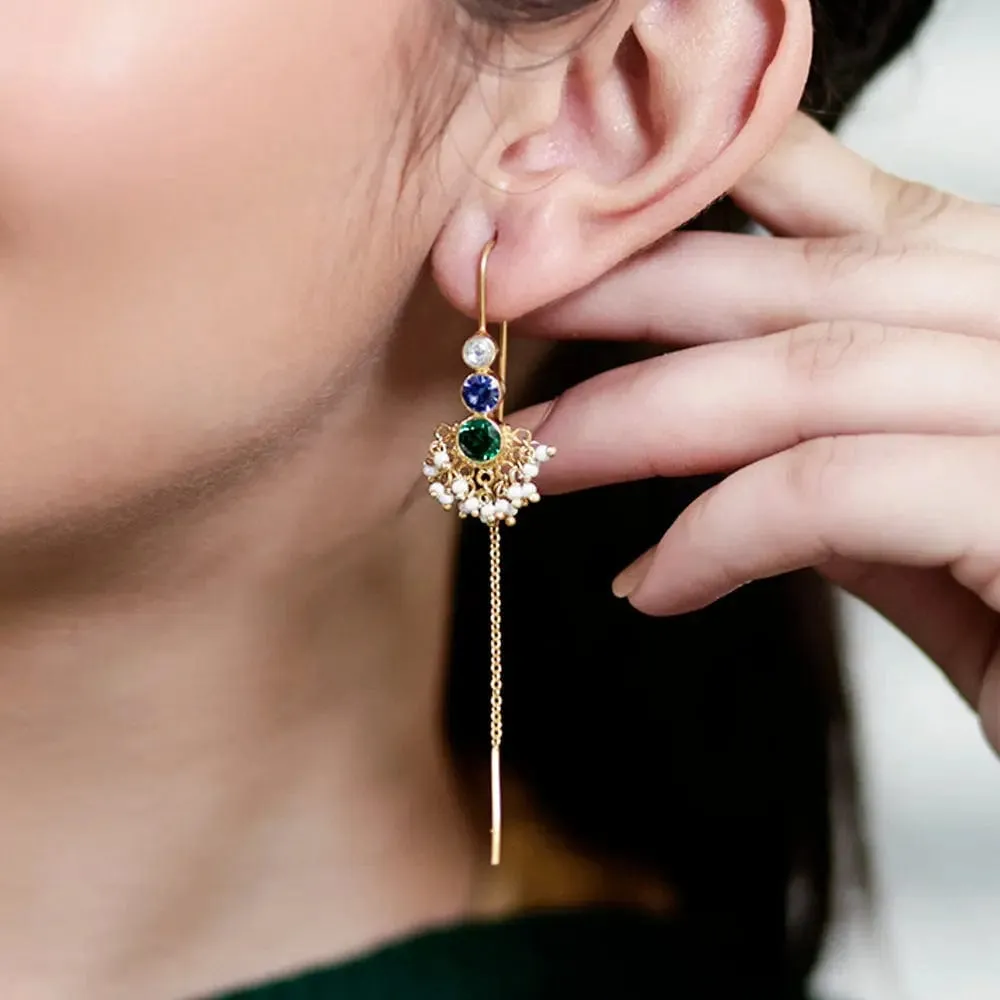 Multicolor Silver 92.5 Sui Dhaga Earrings