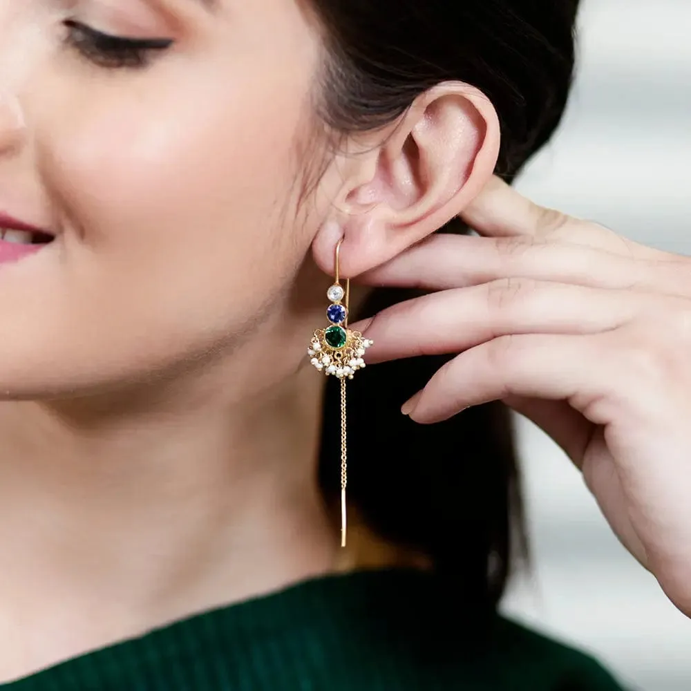 Multicolor Silver 92.5 Sui Dhaga Earrings